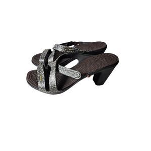 CROCS Women's Sparkly Leopard Print Cyprus Heel with Dress Pump SZ 11